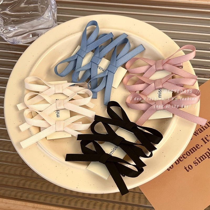 French Lace Style Clip Sweet And Spicy Atmosphere Ribbon Small Bowknot Woven Barrettes Princess Hairstyle Headdress Clip