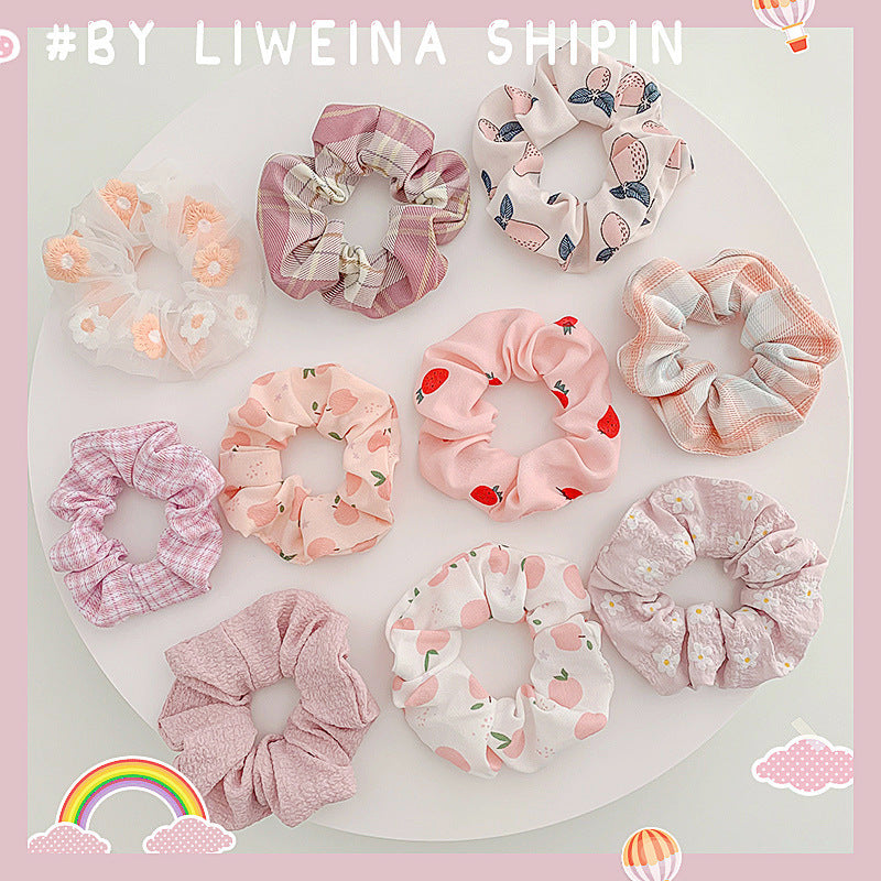 Korean Fruit Pig Large Intestine Hair Ring Organza Cute Japanese Rubber Band Female Tie