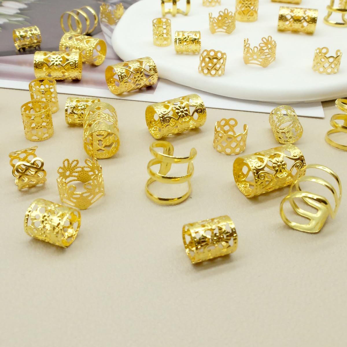 Dreadlocks Hair Band Hair Extension Ring Gold Plated Ornament