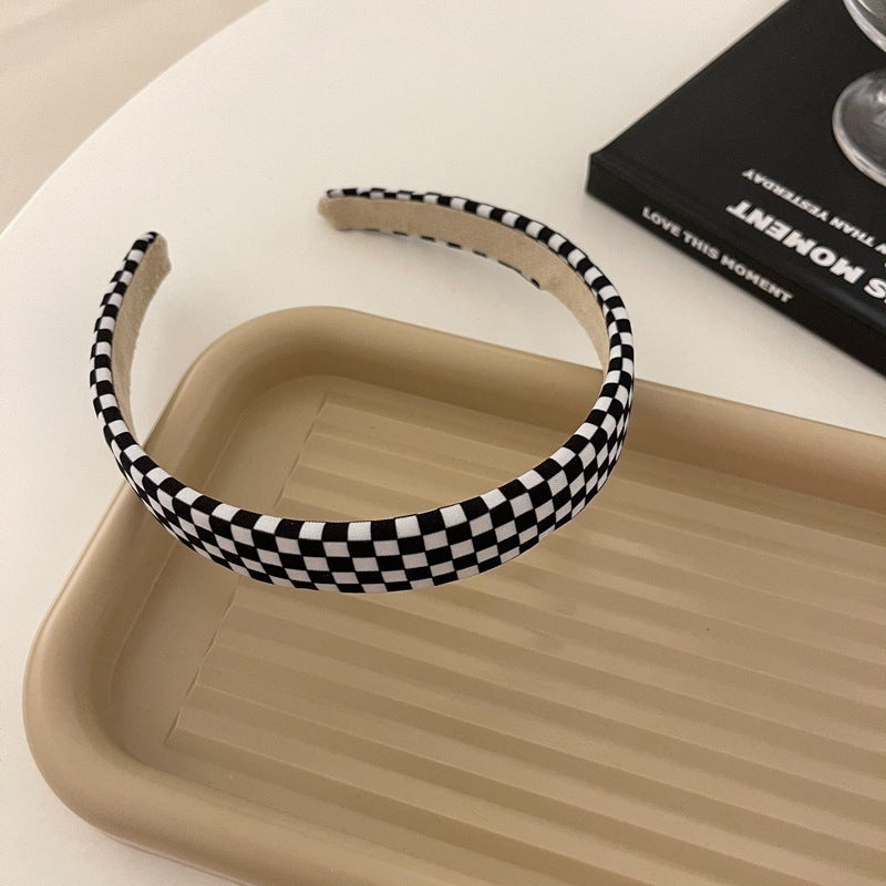 Modern Checkerboard Series Hair Accessories Black And White Lattice Large Intestine Ring