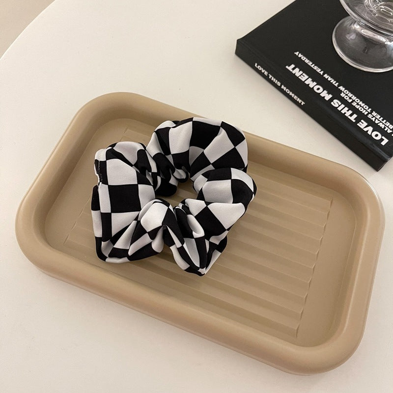 Modern Checkerboard Series Hair Accessories Black And White Lattice Large Intestine Ring