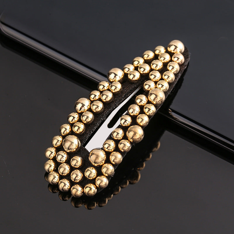 Women's Rivet Droplet Pearl Bb Versatile Hair Clip