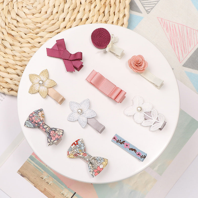 Japanese And Korean Girls Flower Bow Tie Children Korean Style Lace Pearl Barrettes Suit