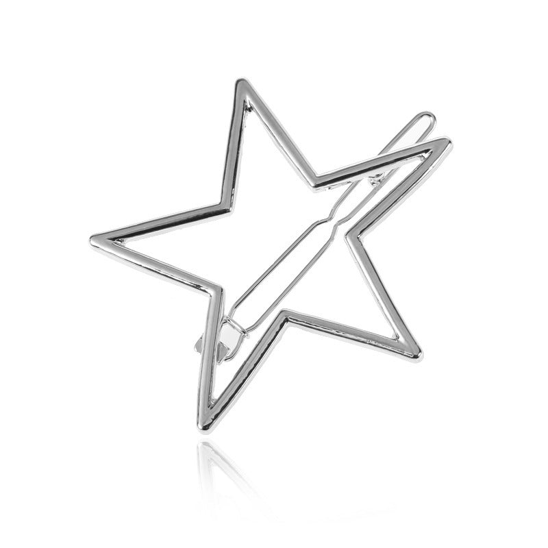 Women's Fashion Glossy Hollow Five-pointed Star Alloy Hair Clip