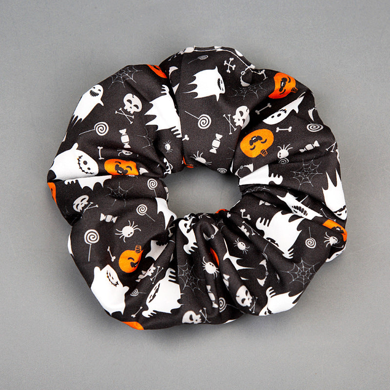 Halloween Series Cartoon Printed Wide-brimmed Pleated Hair Ring