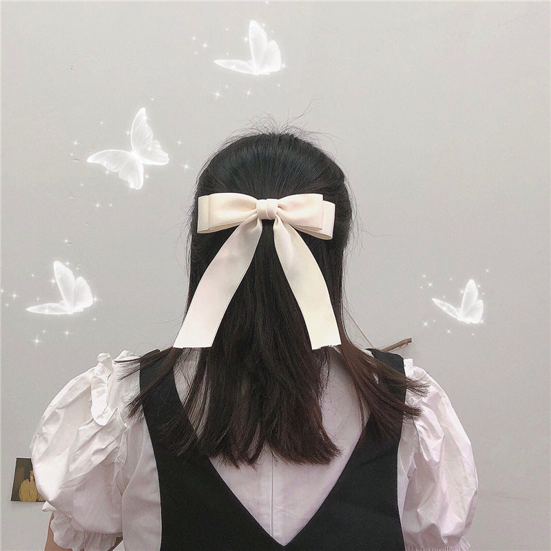 Women's Fashion Simple Solid Color Bow Hair Clip