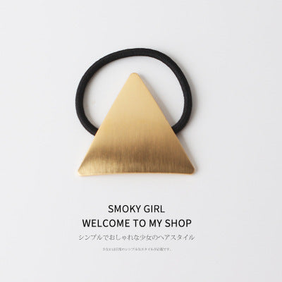 European And American Ins Cold Style Geometric Metal Brushed Hollow Hair Ring