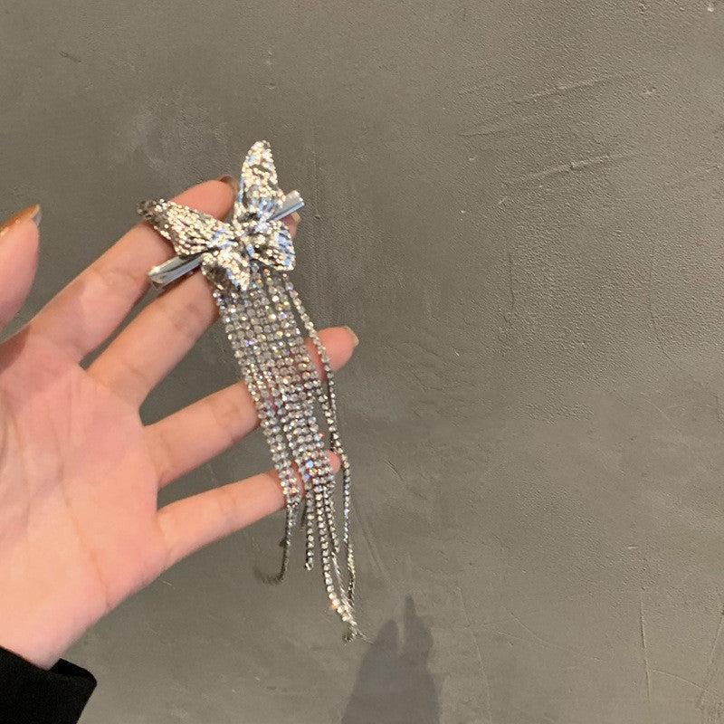 Women's Bow Rhinestone Tassel Hair Clip
