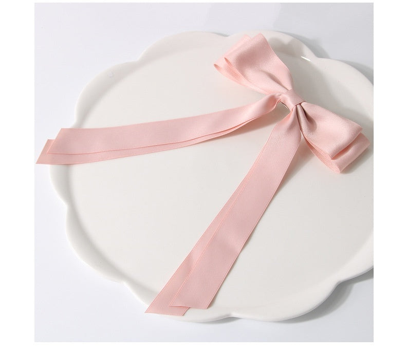 Bow Spring Clip Hairpin Sweet Double Large Ribbon Hairpin Long Ribbon Hair Accessories