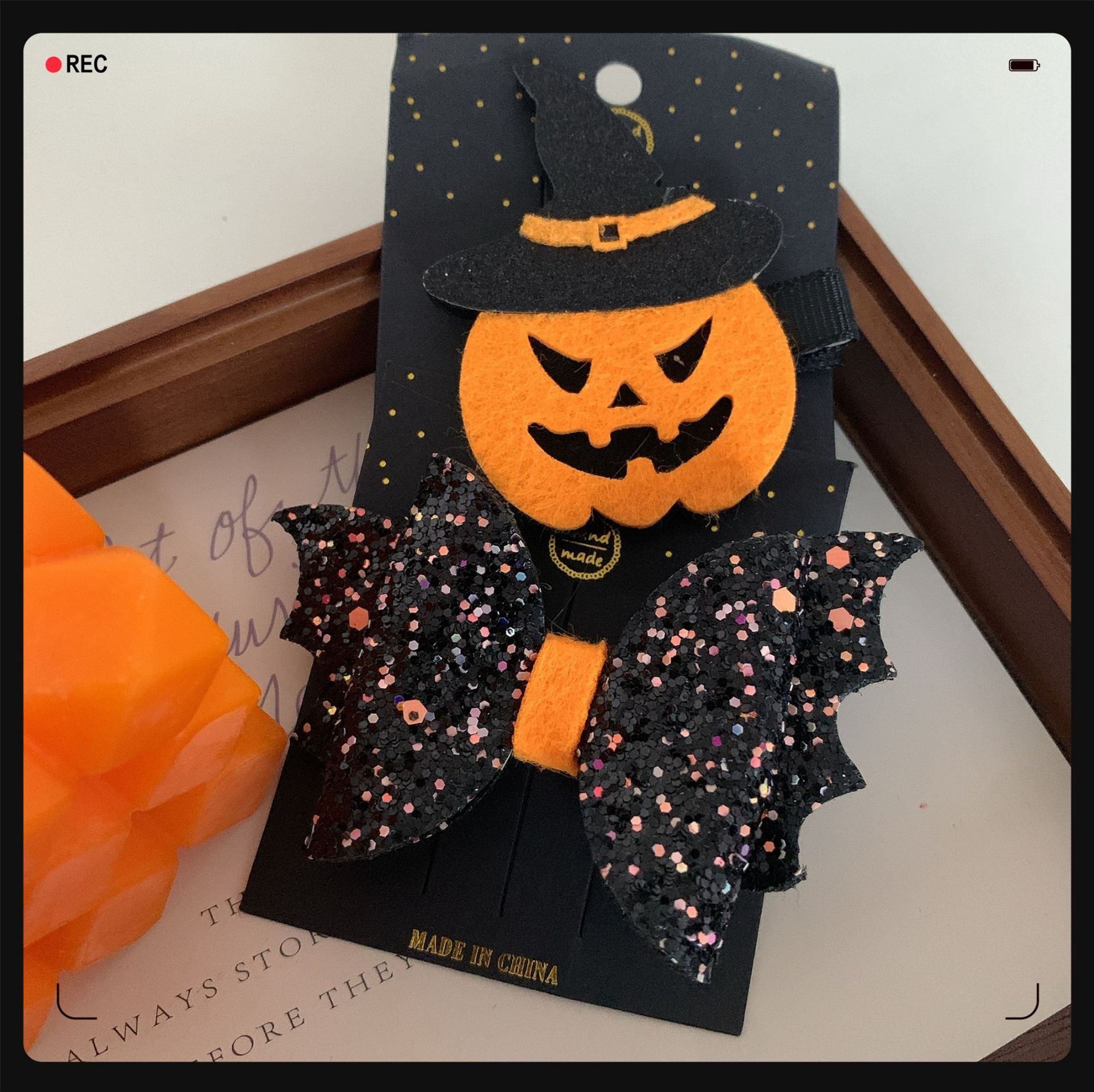 Children's Pumpkin Skull Barrettes Halloween Bat Barrettes