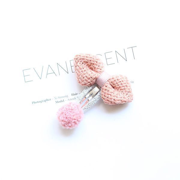 Children's Parent-child Hair Ball Cotton And Linen Bow Hairpin Princess BB Clip