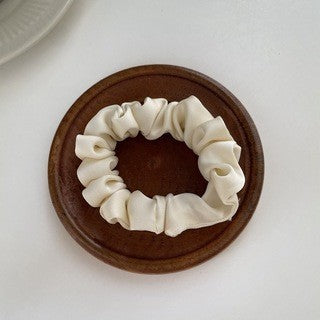 Cream Texture Silky Satin French Black Large Intestine Hair Ring