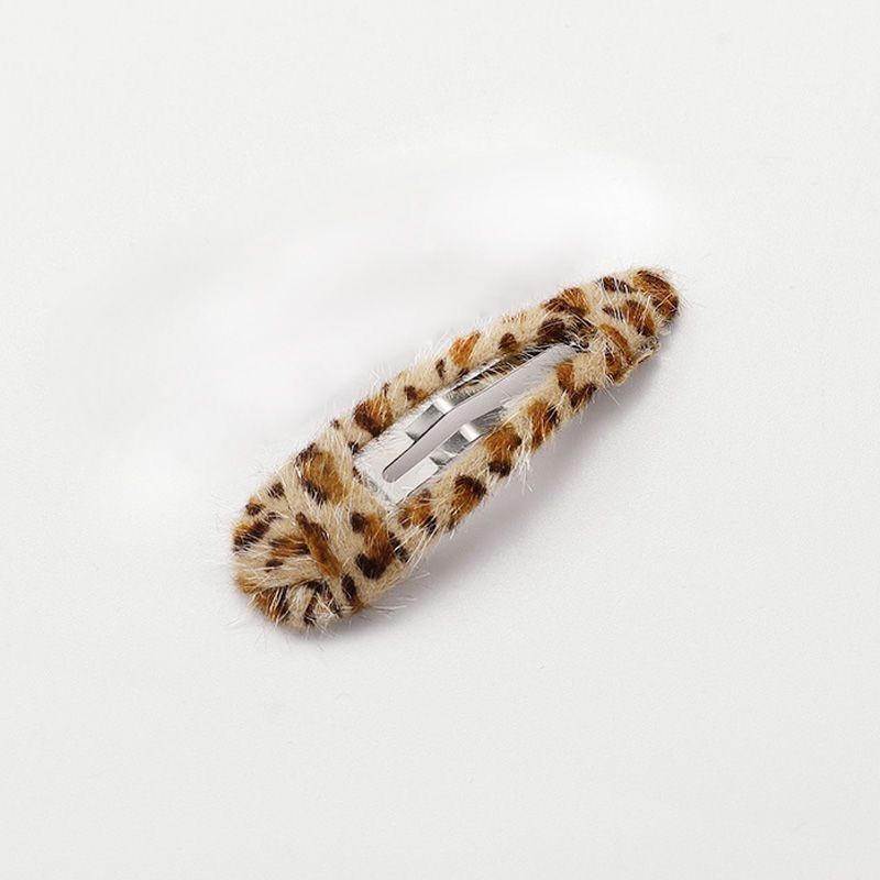 Leopard Print Plush BB Clip Side Cropped Hair Clip Versatile