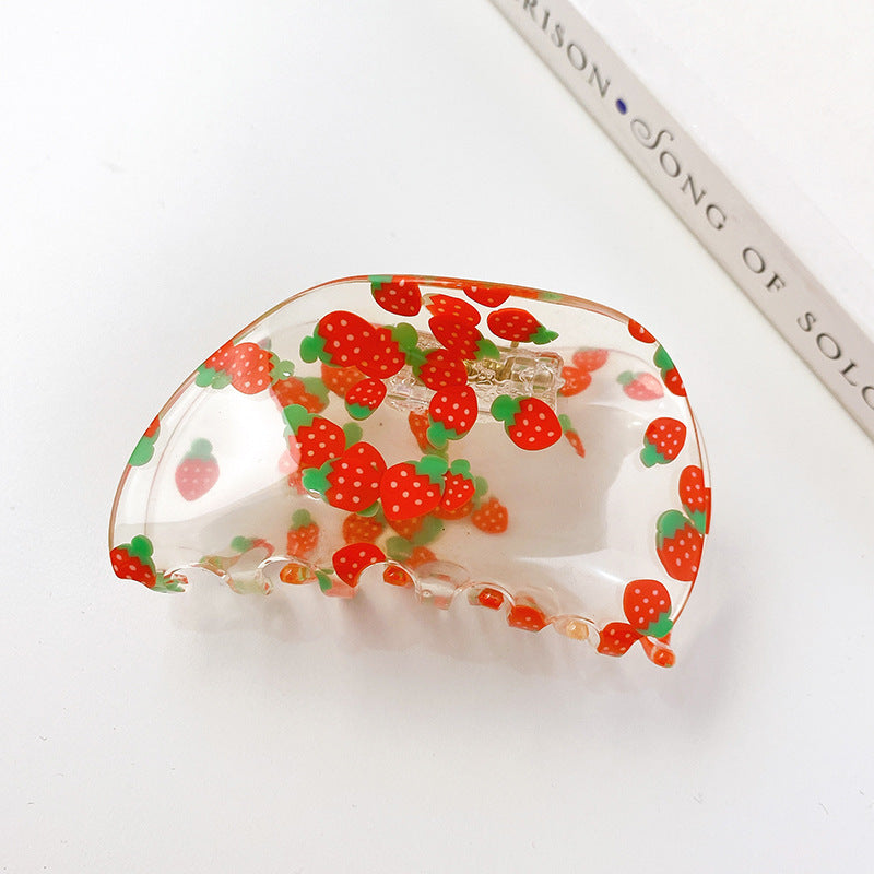 Women's Acrylic Fruit Pattern Geometric Shape Hair Clip