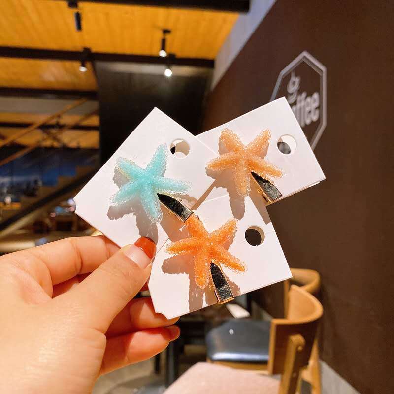 Korean Crystal Starfish Hair Clip Ladies Side Clip Duckbill Clip Macaron Hair Clip