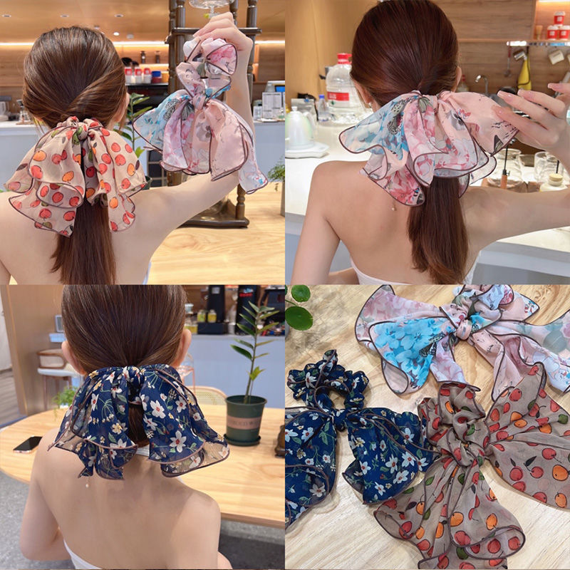 Best Women's Fashion Print Mesh Large Intestine Hair Ring