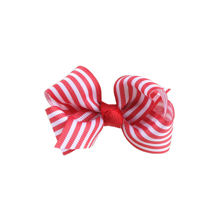 Girls Striped Headdress Bow Hair Clip