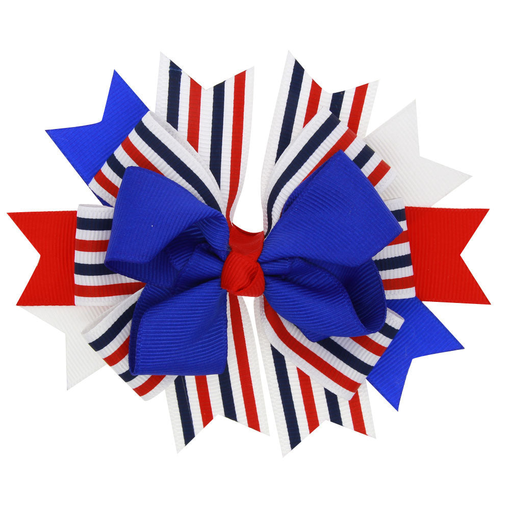Children's Bow Hair Accessories Colorblock Bound Hair Clip