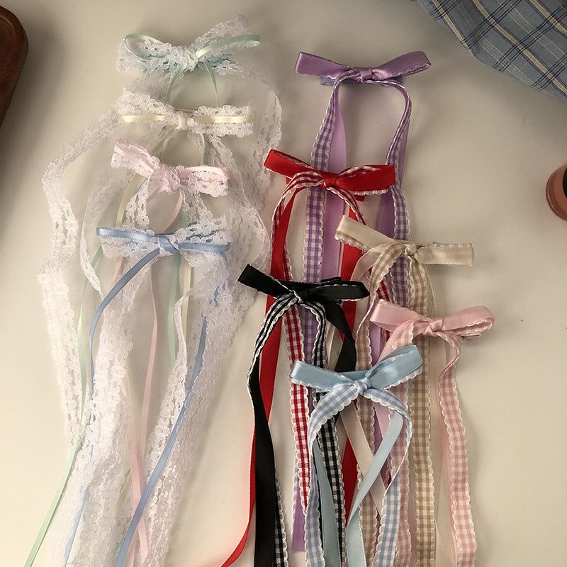 Sweetheart Pure Desire Lace Bow Barrettes Pairs Ponytail
