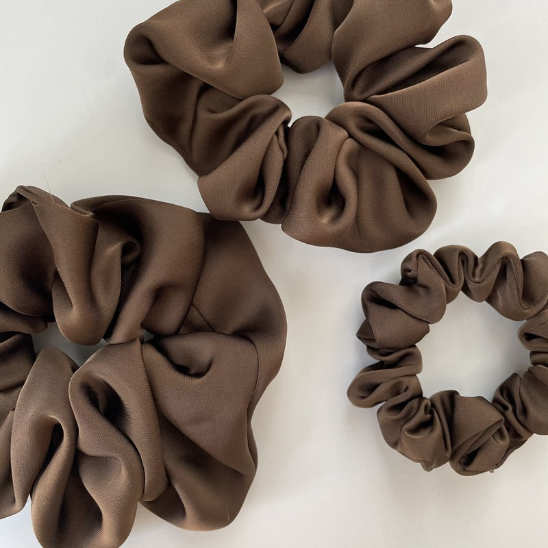Cream Texture Silky Satin French Black Large Intestine Hair Ring