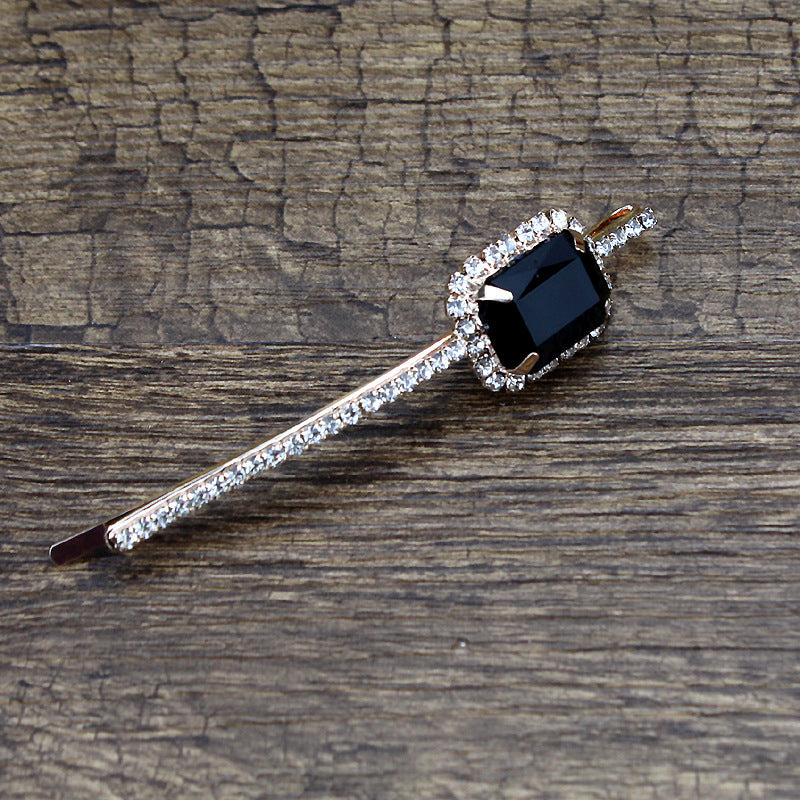 Square Rhinestone Bobby Pin Hair Clip Personality Side Clip Headdress
