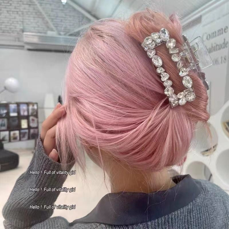 Transparent Rhinestone Grip Back Head Shark Barrettes