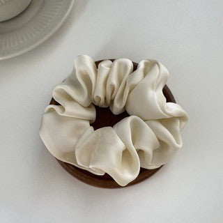 Cream Texture Silky Satin French Black Large Intestine Hair Ring