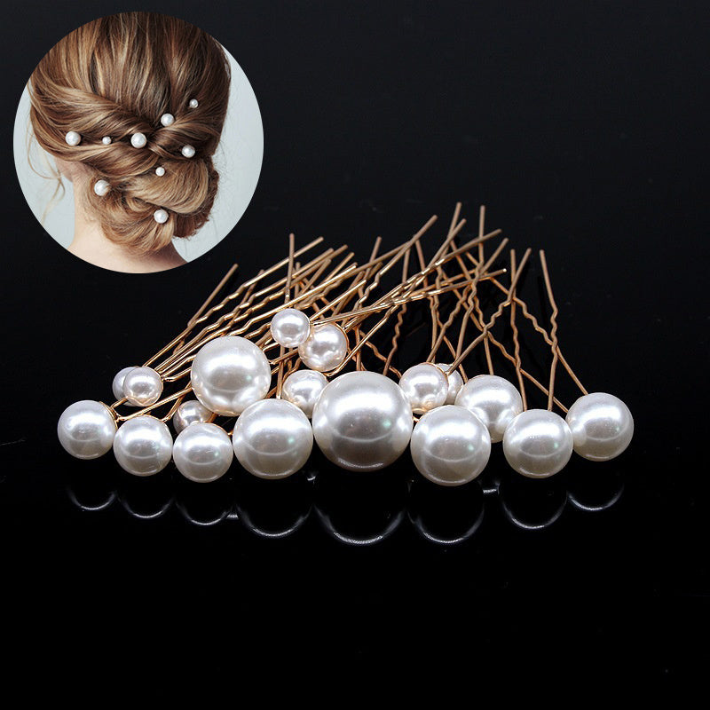 Pearl Hair Fork Clip Insert Needle Alloy Round Bead Headdress
