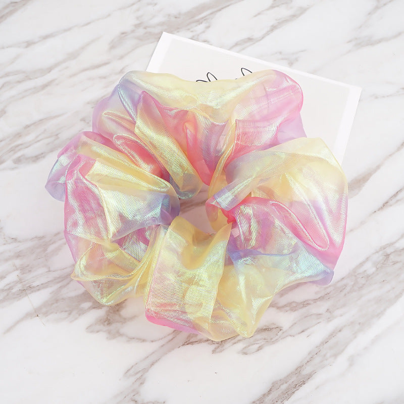 Pig Large Intestine Hair Ring European And American Mesh Colorful Mixed Color