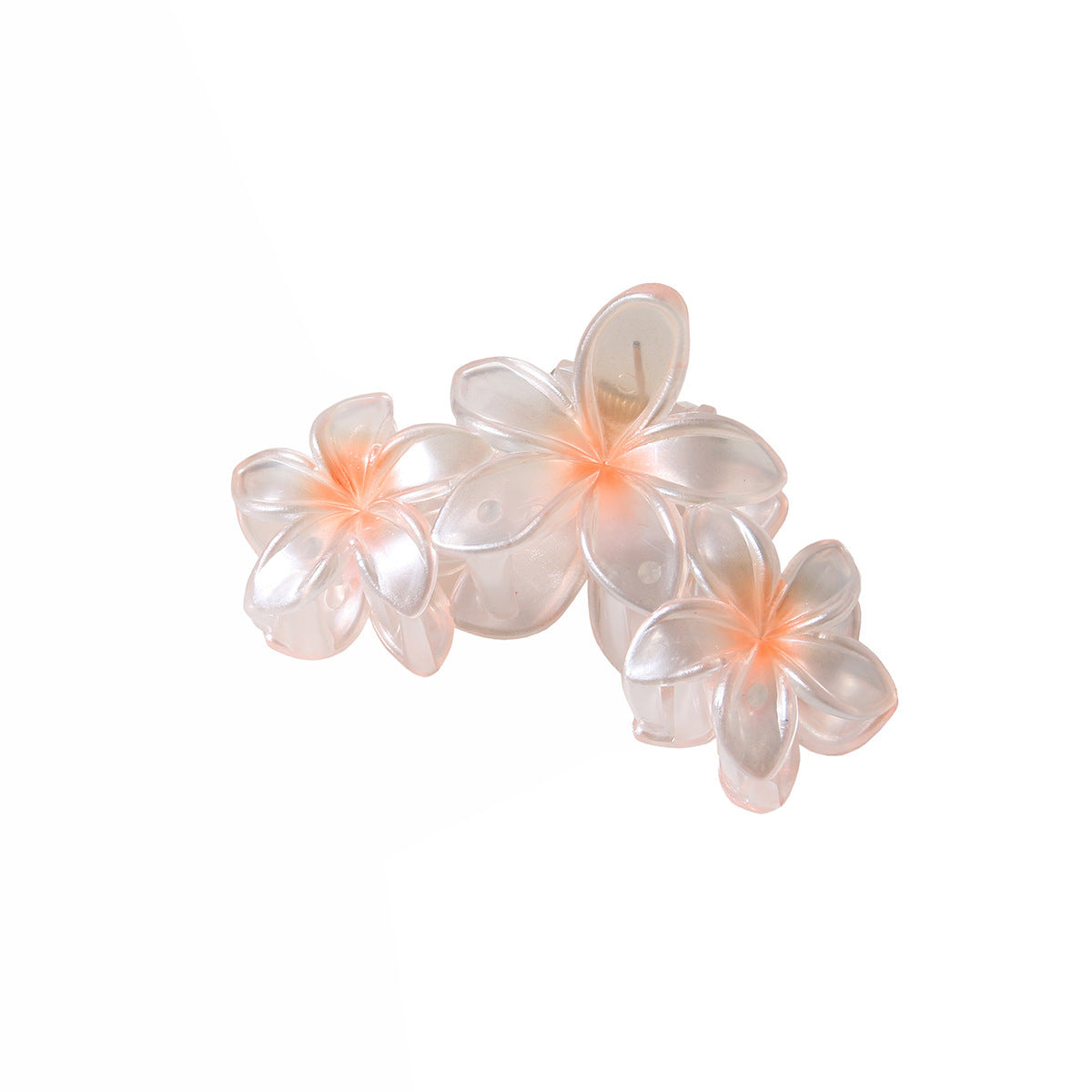 Pearlescent Plumeria Rubra Barrettes Updo