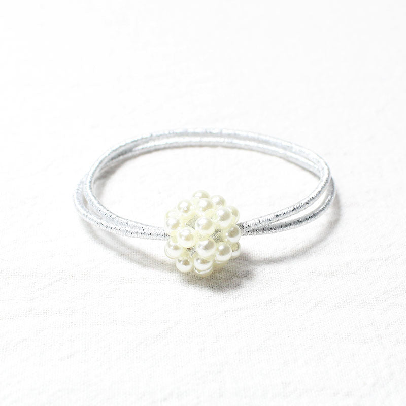 Weaving Hollow Round Ball Pearl Hair Ring
