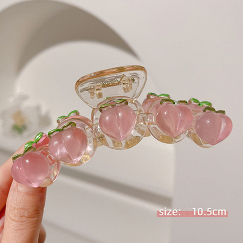 Transparent Peach Soft Girl Sweet Hair Shark Clip