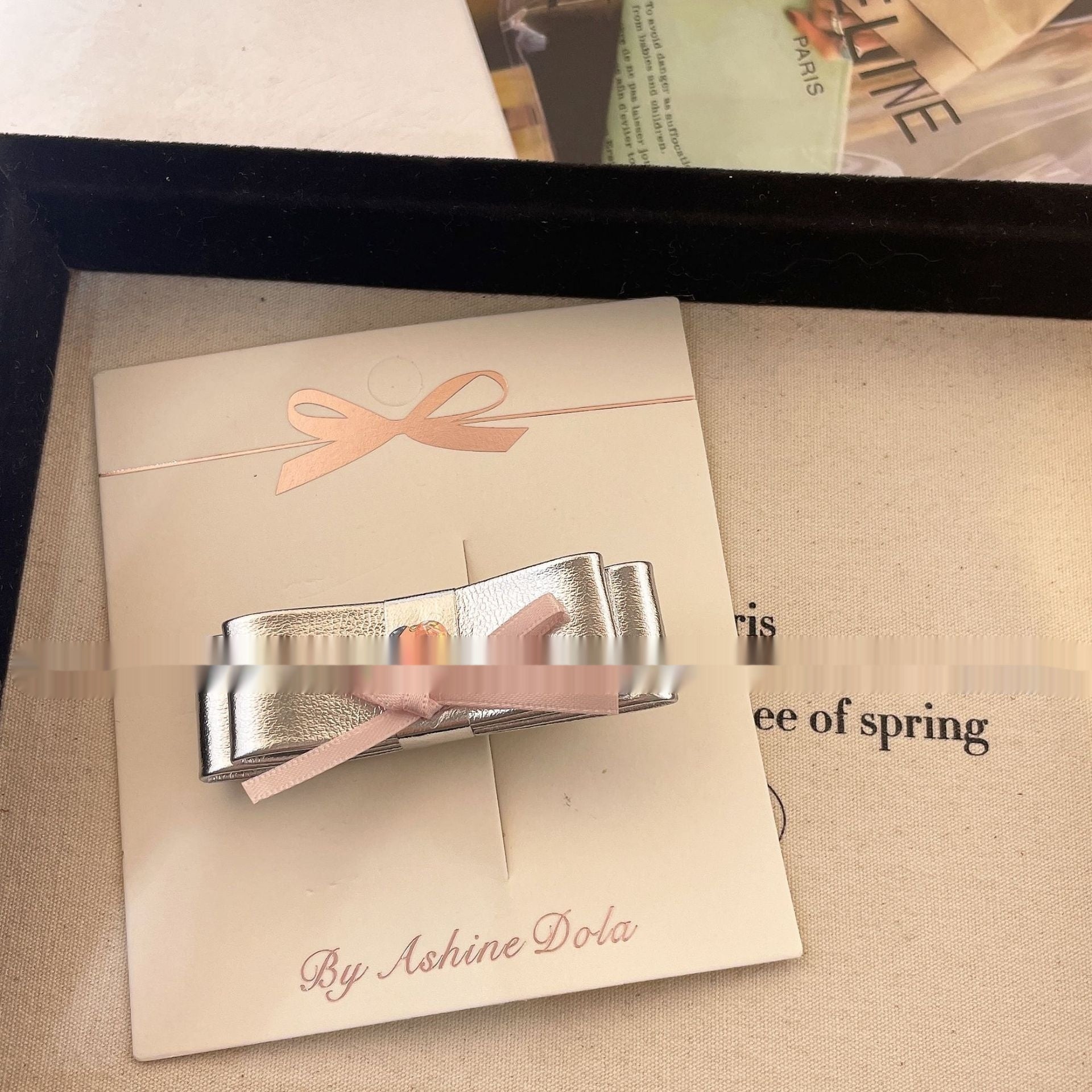 New Sweet Cool Silver Leather Bow Barrettes