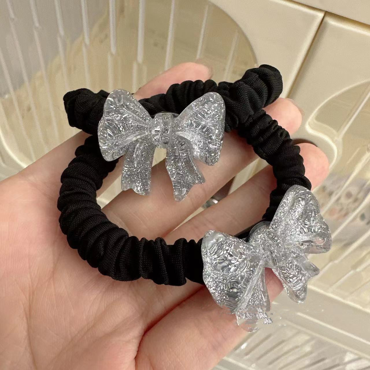 Minimalist Bowknot Small Intestine Hair Ring Durable Leather Case