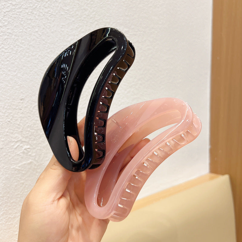 Simple Large Hollow Jelly Crescent Barrettes