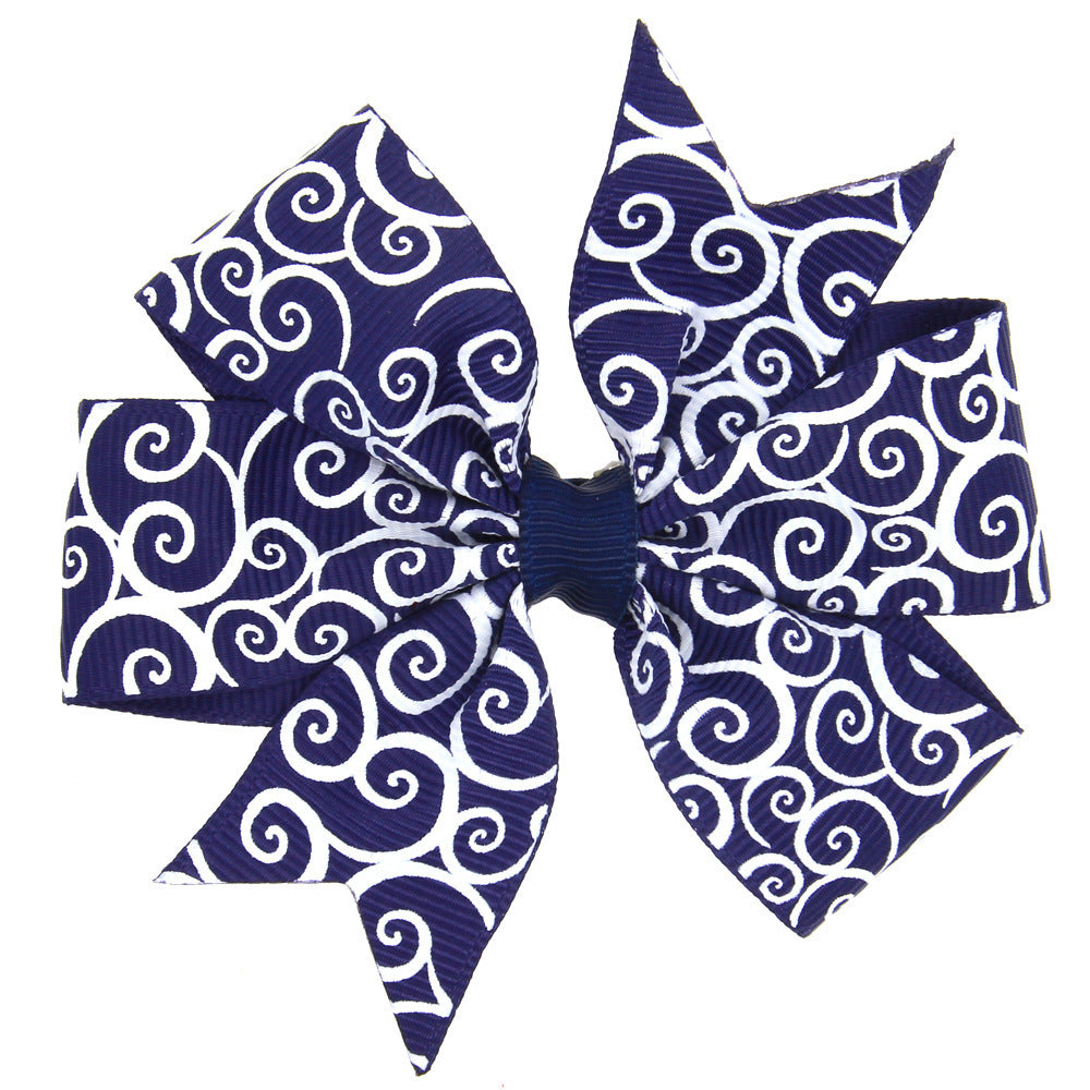 Children's Auspicious Cloud Print Swallowtail Bow Hair Clip