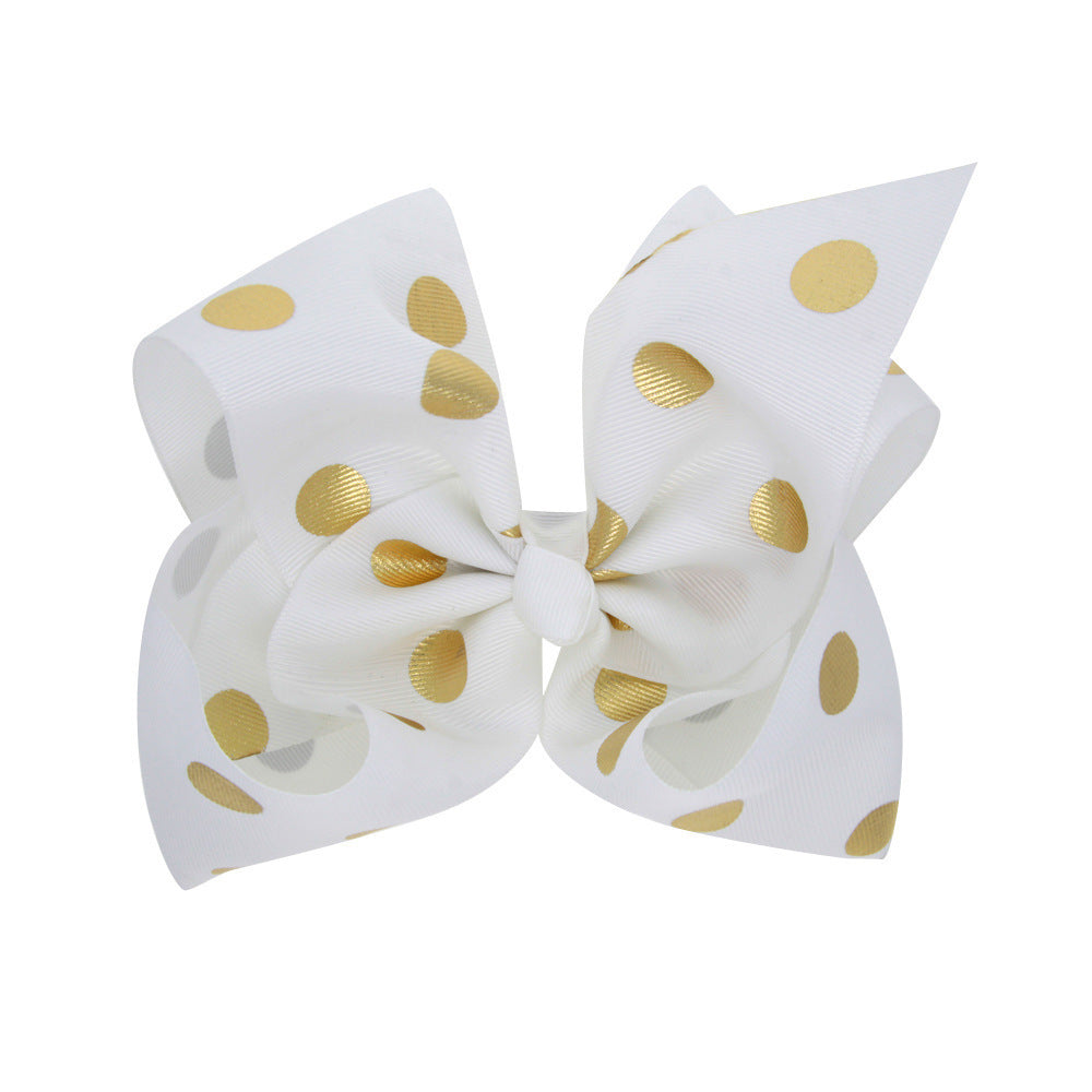 8 Inch Large Bronzing Dot Bow Hair Clip