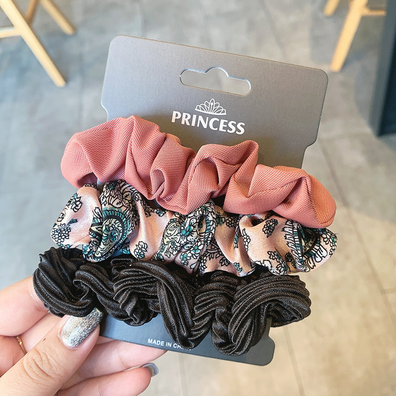 French Ins Simple Elegant Silk Satin Large Intestine Ring Balls Hair Rope Headwear Hair Ring