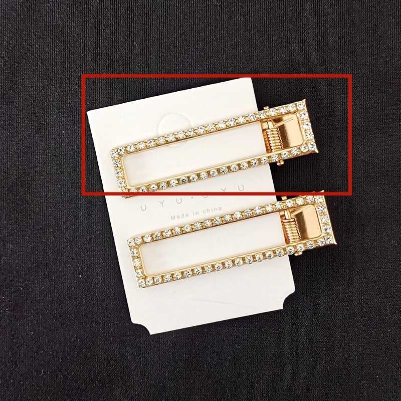 8cm Large Rectangular Metal Barrettes Rhinestone