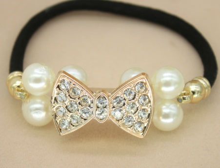 Pearl Diamond Hair Ring Hair Rope Temperament Rhinestones