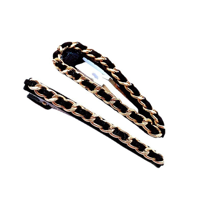 Geometric Metal Chain Barrettes Handmade