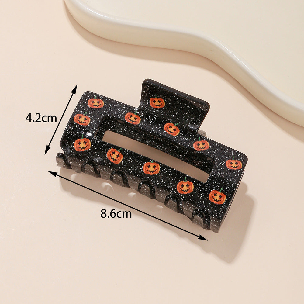Halloween Square Hollow Simple Pumpkin Barrettes