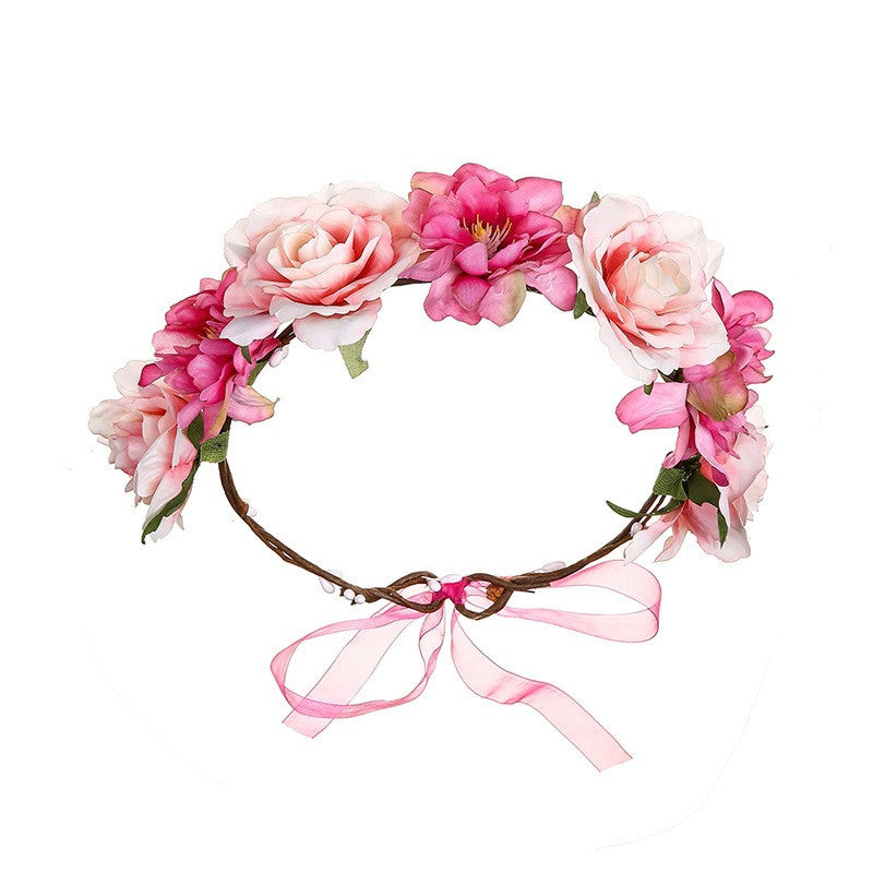 Best Fabric Colorful Rose Flower Garland Hair Accessories