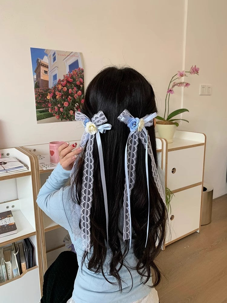 Female Sweet Desire Mesh Bow Hair Clip