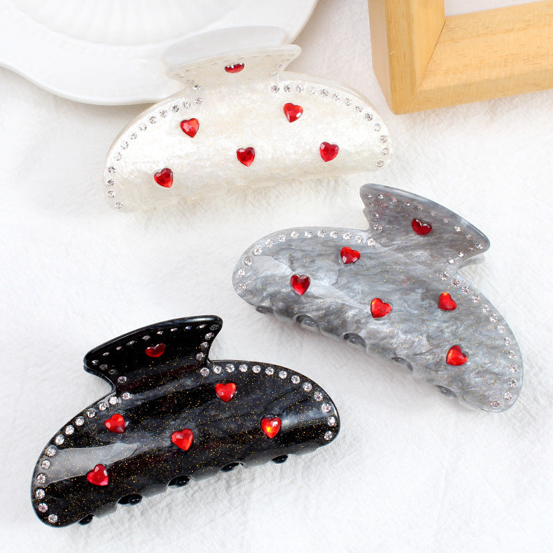 Spring And Summer Heart Trendy Acrylic Barrettes