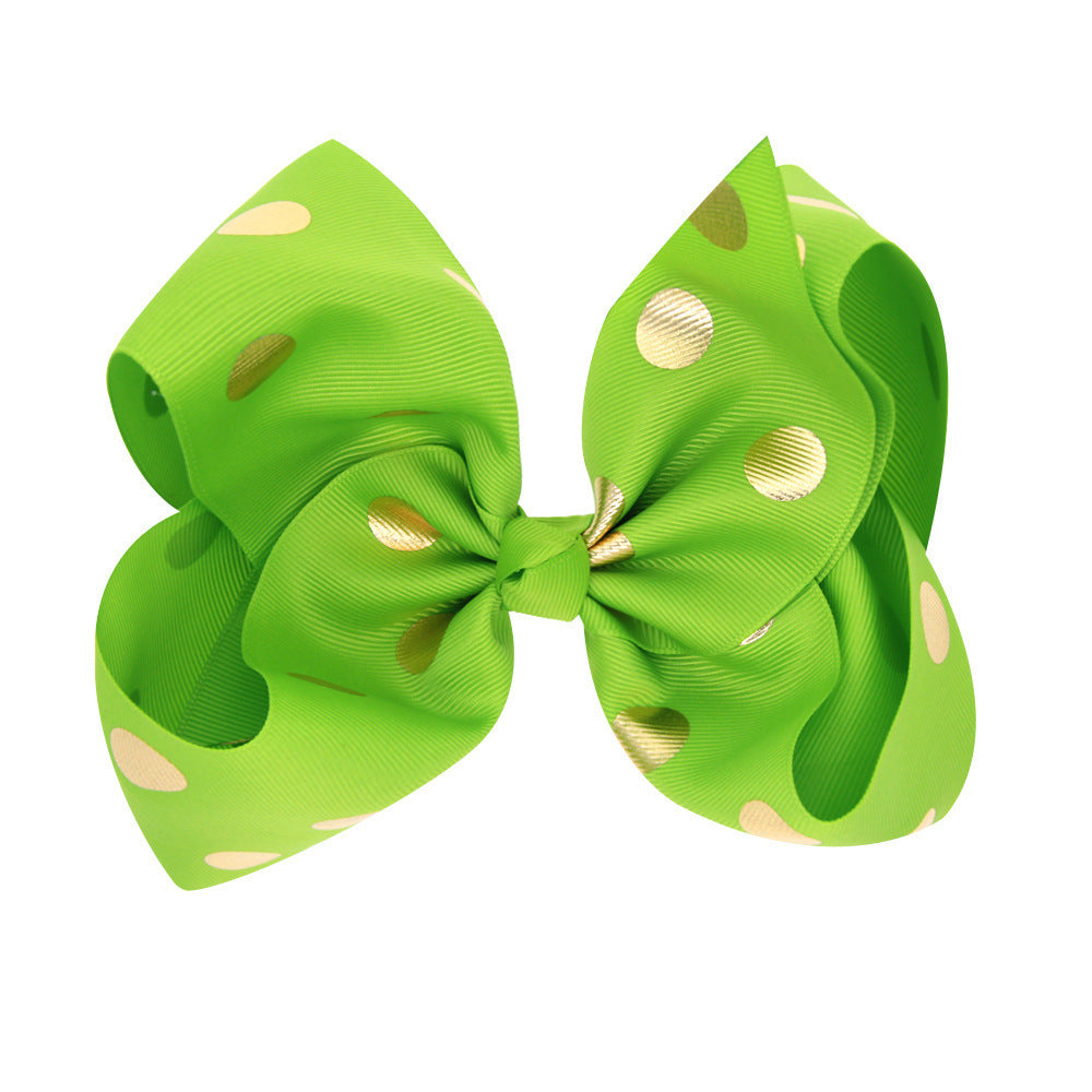 8 Inch Large Bronzing Dot Bow Hair Clip
