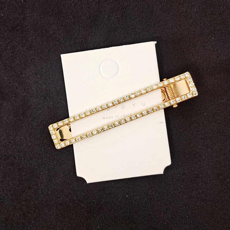 8cm Large Rectangular Metal Barrettes Rhinestone