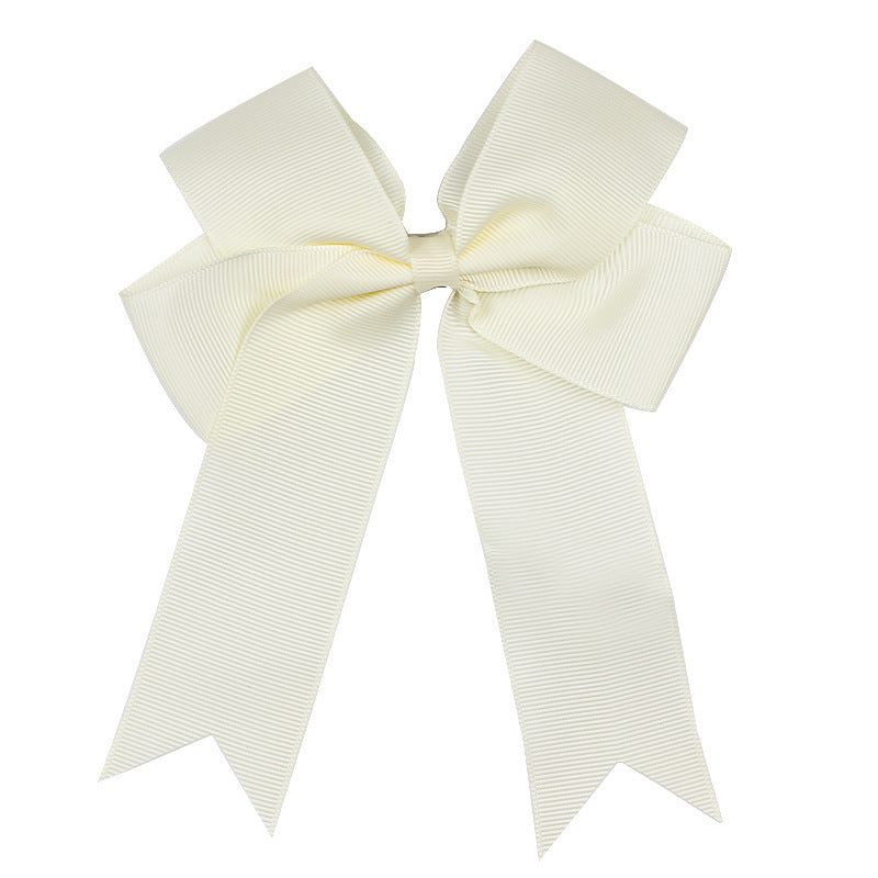 Handmade Long Floating Tail Solid Color Bow Children Barrettes