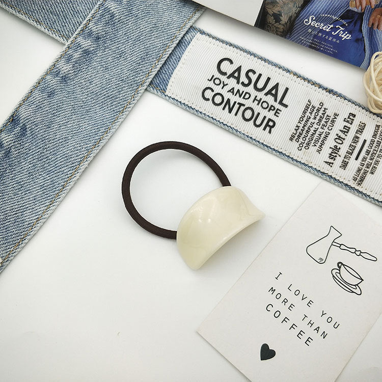 South Korea Fall And Winter Creative Niche Alloy Geometric Semi-arc Resin Hair Ring