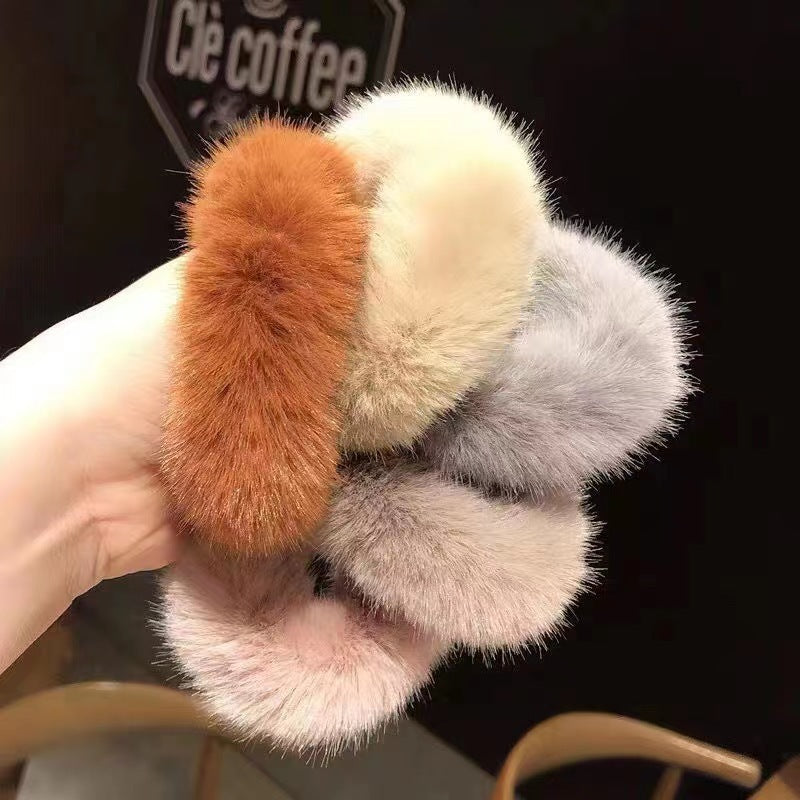 Plush Hair Ring Large Intestine Ring Candy Color Hair Rope